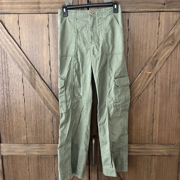 Abercrombie and Fitch Hi Rise Relaxed Utility Cargo Pants Army Green Size 25 - Picture 1 of 4